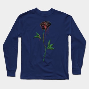 Black Rose Dripping with Blood Long Sleeve T-Shirt